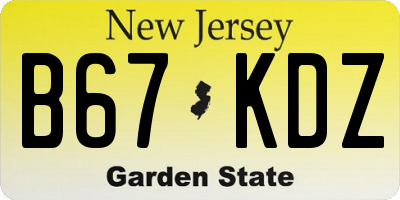 NJ license plate B67KDZ
