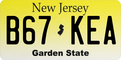 NJ license plate B67KEA