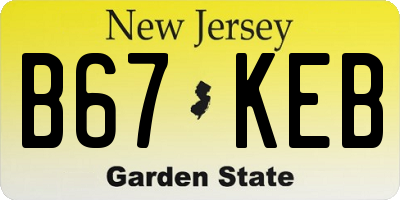 NJ license plate B67KEB