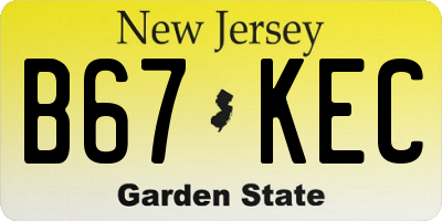 NJ license plate B67KEC