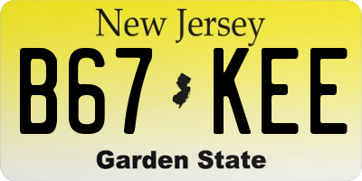 NJ license plate B67KEE
