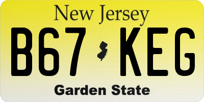 NJ license plate B67KEG