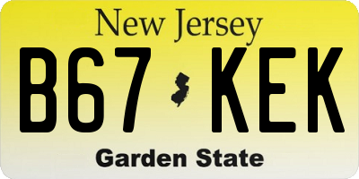 NJ license plate B67KEK