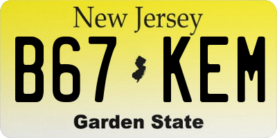 NJ license plate B67KEM