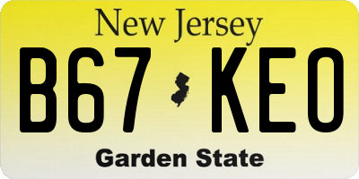 NJ license plate B67KEO