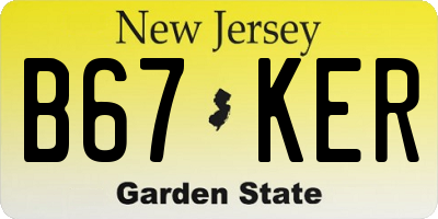 NJ license plate B67KER