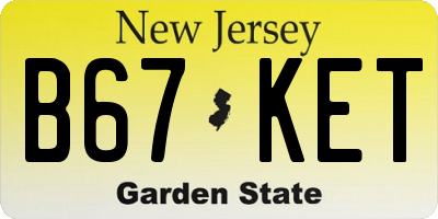 NJ license plate B67KET