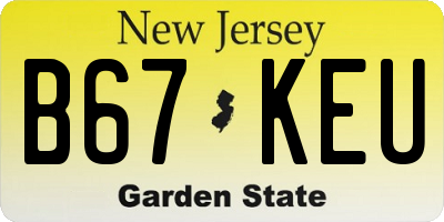NJ license plate B67KEU