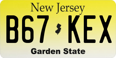 NJ license plate B67KEX
