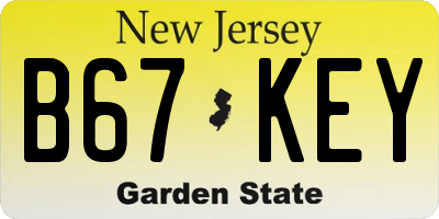 NJ license plate B67KEY