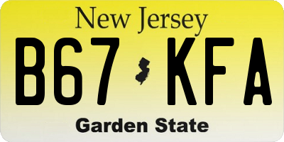 NJ license plate B67KFA