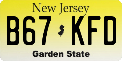 NJ license plate B67KFD