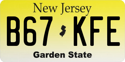 NJ license plate B67KFE