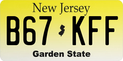 NJ license plate B67KFF