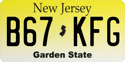 NJ license plate B67KFG