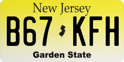 NJ license plate B67KFH