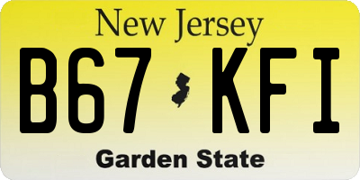 NJ license plate B67KFI