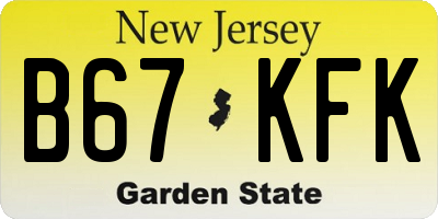 NJ license plate B67KFK
