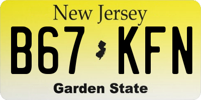 NJ license plate B67KFN