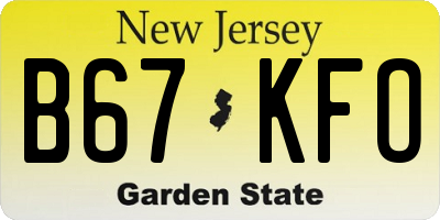 NJ license plate B67KFO