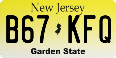 NJ license plate B67KFQ