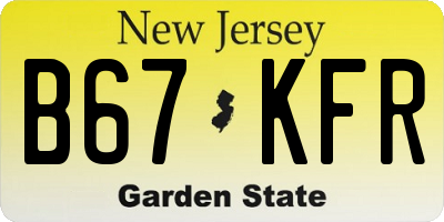 NJ license plate B67KFR
