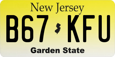 NJ license plate B67KFU
