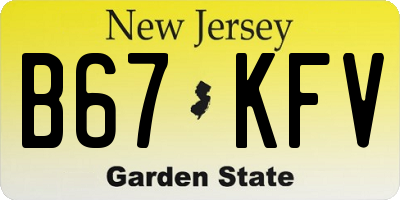 NJ license plate B67KFV