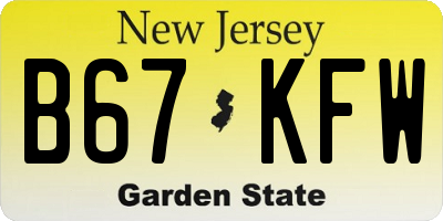 NJ license plate B67KFW