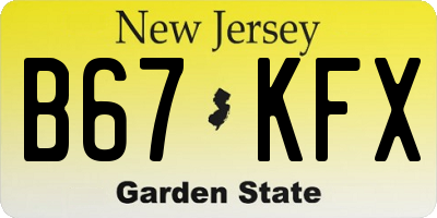 NJ license plate B67KFX