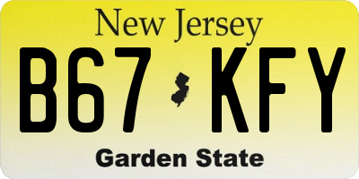 NJ license plate B67KFY