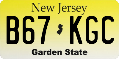 NJ license plate B67KGC