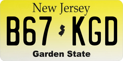 NJ license plate B67KGD