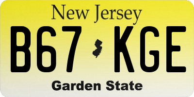 NJ license plate B67KGE