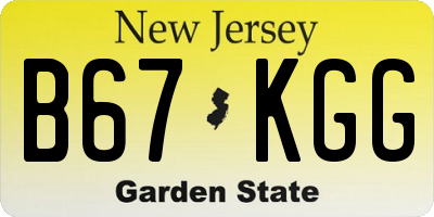 NJ license plate B67KGG