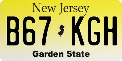 NJ license plate B67KGH
