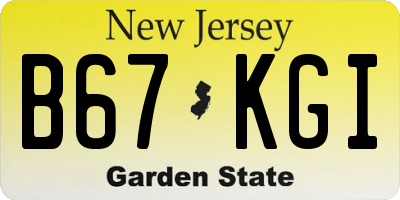NJ license plate B67KGI