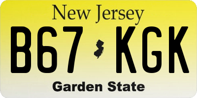 NJ license plate B67KGK