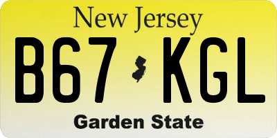NJ license plate B67KGL
