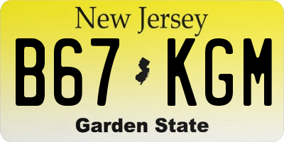 NJ license plate B67KGM