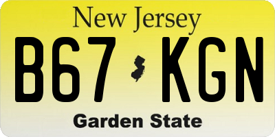 NJ license plate B67KGN