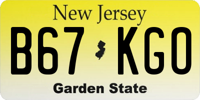 NJ license plate B67KGO