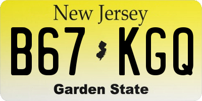 NJ license plate B67KGQ