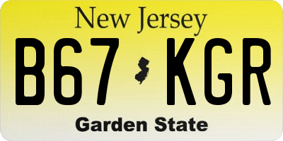 NJ license plate B67KGR