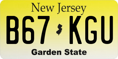 NJ license plate B67KGU