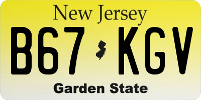 NJ license plate B67KGV