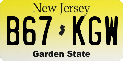 NJ license plate B67KGW