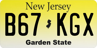 NJ license plate B67KGX