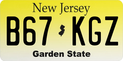 NJ license plate B67KGZ