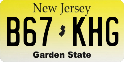 NJ license plate B67KHG